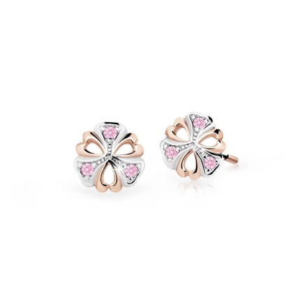 Šrobovacie náušnice z ružového zlata s kamienkami 2230rRs