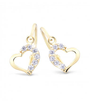 Detské náušnice srdiečka zo žltého zlata 2757zB