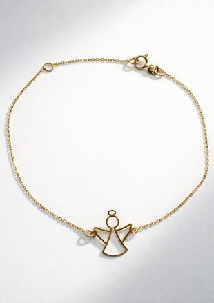 Náramok zo žltého zlata s anjelom FB01