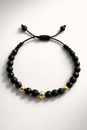 Náramok s onyxom a zlatými ozdobami RH07