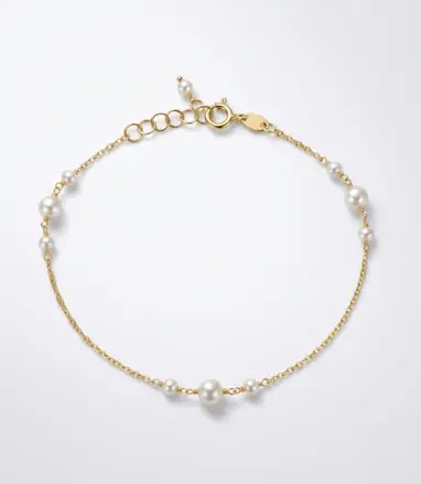 Náramok zo žltého zlata s perličkami ALV12z