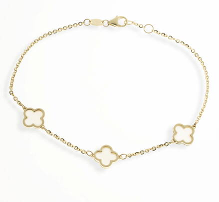 Elegantný náramok zo žltého zlata s perleťou k1566