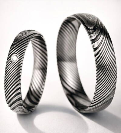 Svadobné obrúčky z damaškovej ocele BB03