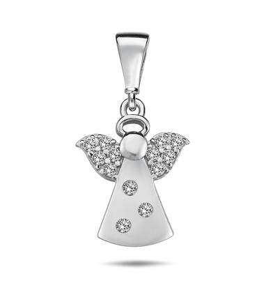 Anjelik na retiazku z bieleho zlata k6641b