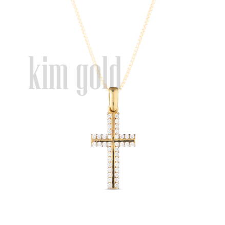 Krížik s kameňmi zo žltého zlata K349ž