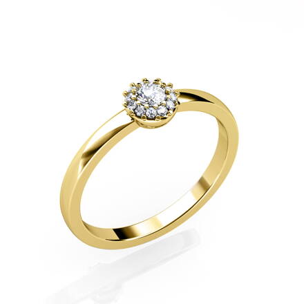 Zásnubný prsteň zo žltého zlata so zirkónmi R213