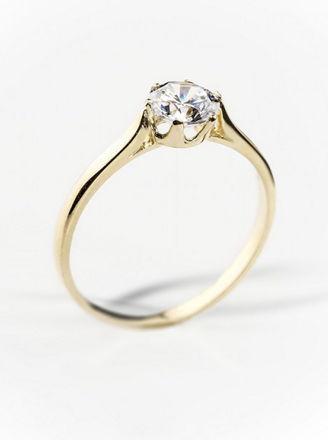 Snubný prsteň zo žltého zlata zdobený zirkónom MB04