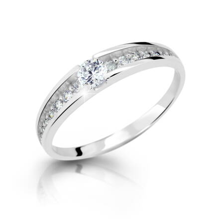 Romantický zásnubný prsteň z bieleho zlata DF 2804 b + darčekové balenie zdarma