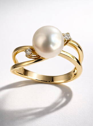 Prsteň zo žltého zlata ALO 2245018BI s perlou a briliantmi 