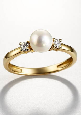 Dámsky prsteň zo žltého zlata s perlou a briliantami ALO 2240365BI