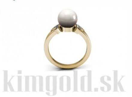 Zásnubný prsteň R025 zo žltého zlata s perlou + darčekové balenie zdarma 