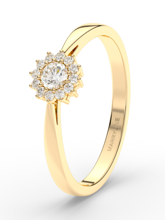 Zásnubný prsteň zo žltého zlata so zirkónmi R204z