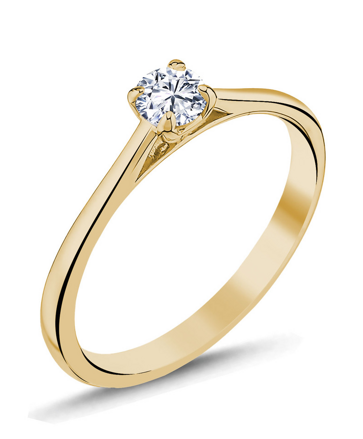 Prsteň s diamantom žlté zlato 0010020-1250F  0,20ct