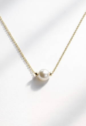 Dámska retiazka z bieleho zlata s perlou K019X