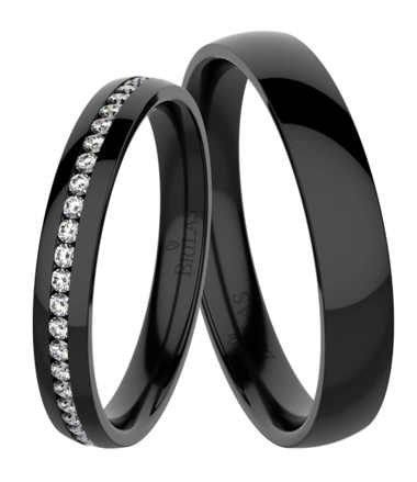 Čierne obrúčky z chirurgickej ocele BA02