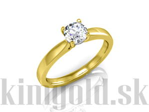 Zásnubný prsteň zo žltého zlata so zirkónom R056 ž + darčekové balenie zdarma
